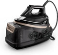 Rowenta Pro Bügelstation mit Eco-Modus, 2800W, 8 Bar, 580g/Min. Dampfstoß, 150g/Min. Dauerdampf, 1,3l Tank, schwarz/beige