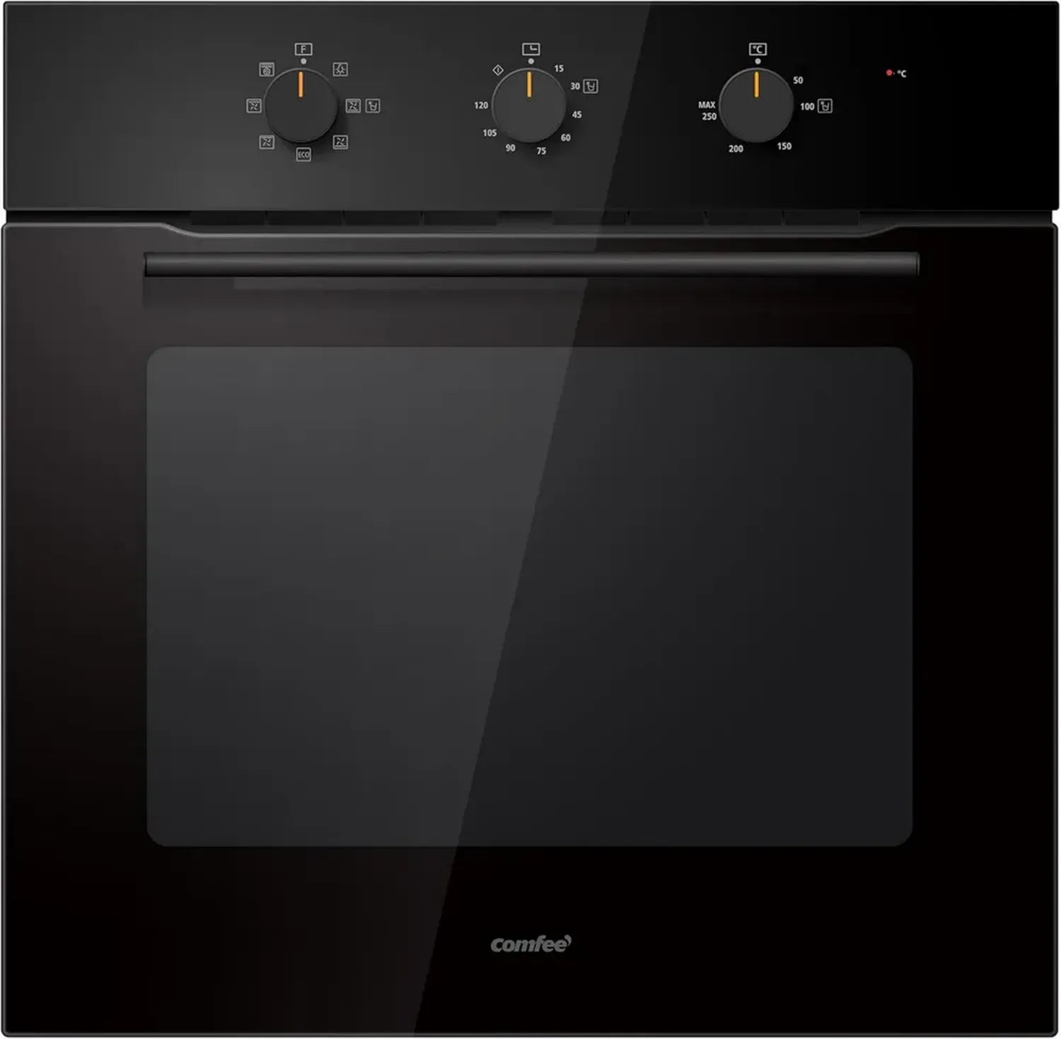 COMFEE' Einbaubackofen, 60L, Energieklasse A, 8 Programme, AirFry, einfache Reinigung, abnehmbare Tür, schwarz
